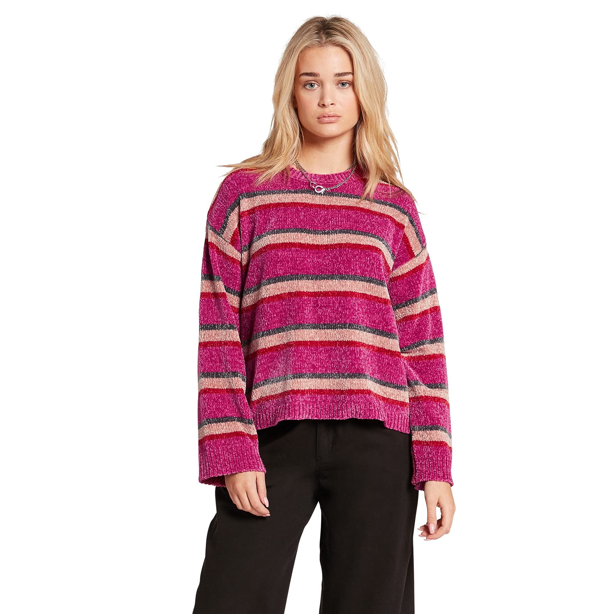 

Volcom Bubble Tea Sweater Crew Neck Sweater ACI Size S Women s (Striped) (B0732000)
