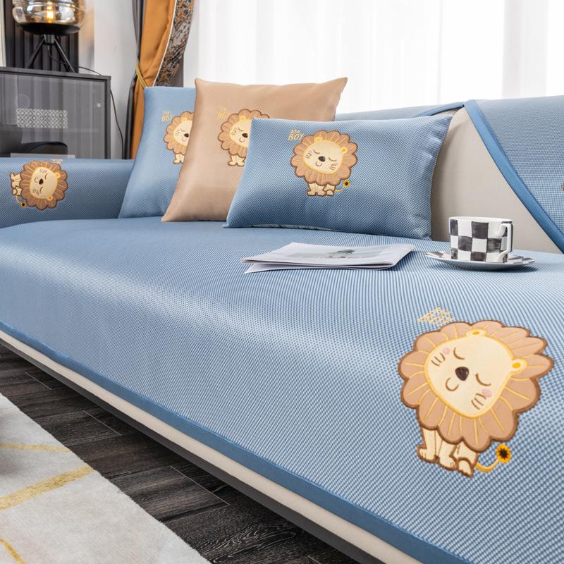 Cool Pad Summer Ice Silk Sofa Cushion Non-Slip Breathable Cover Cloth Mat Modern Simple Design for Weather