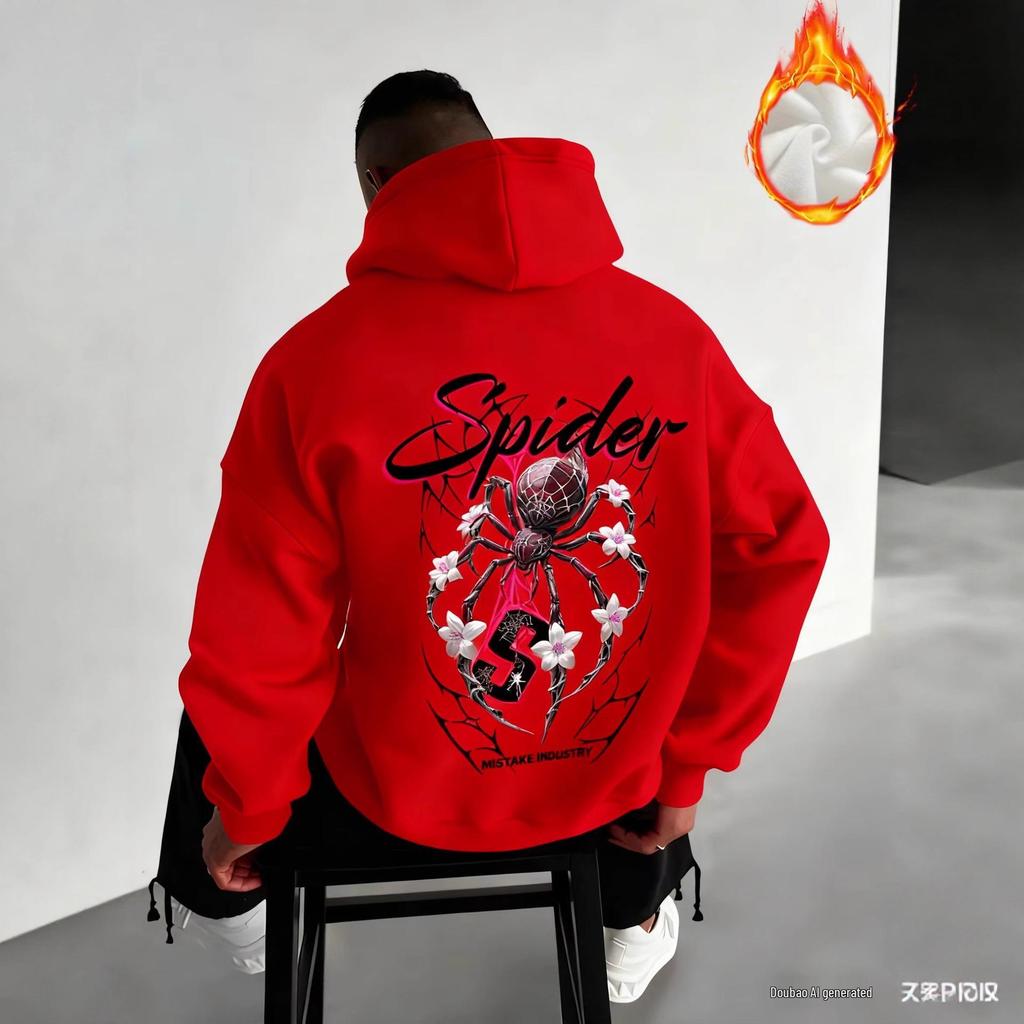 2025 Men's Spiderweb Graphic Sport Pullover Hoodie Sweatshirt