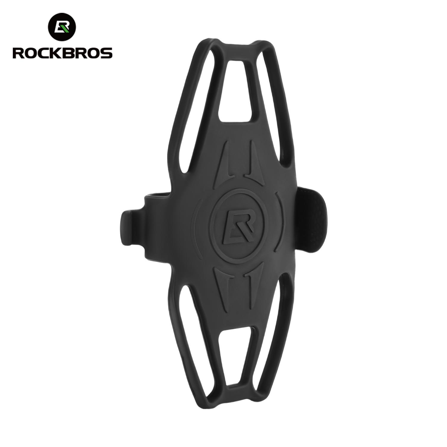 ROCKBROS Bike Phone Holder Silicone High Elasticity Universal Bicycle Phone Holder 4-7inch Mobile Phone Stand Shockproof Bracket