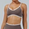 Colorblock Cross-Strap Shockproof Sports Bra for Yoga and Outdoor Fitness