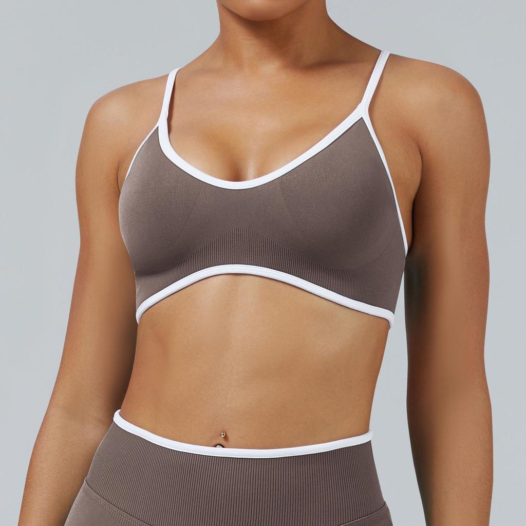 Colorblock Cross-Strap Shockproof Sports Bra for Yoga and Outdoor Fitness