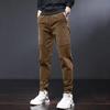 Corduroy Casual Pants For Men Fleece-lined Warm Striped Velvet Multi-pocket Slim Fit Straight Leg Pants