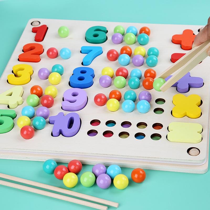 Wooden Kindergarten Arithmetic Clip Beads Math Cognitive Operation Children'S Fine Early Education Focus Educational Science And Education Toys