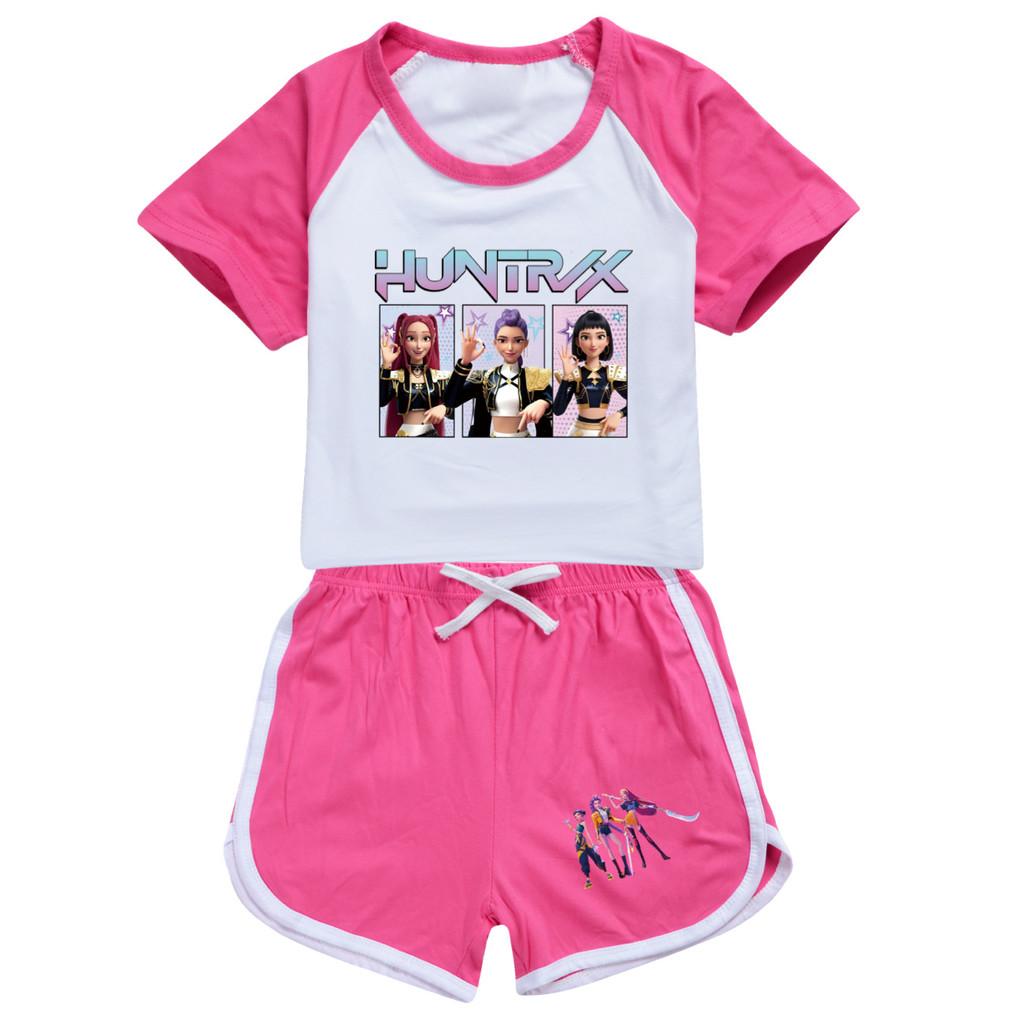 5233 Παιδικό Κοριτσίστικο POP Rumi Zoey Mira Τυπωμένο Μπλουζάκι Σορτς Αθλητικό Φόρμα Σετ Ρούχων