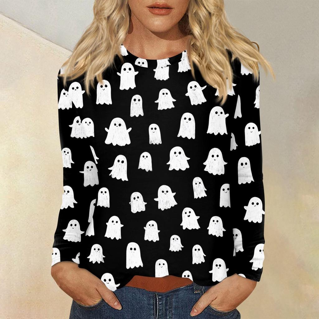 Women's Daily Casual Long-sleeved Printed O-neck Top