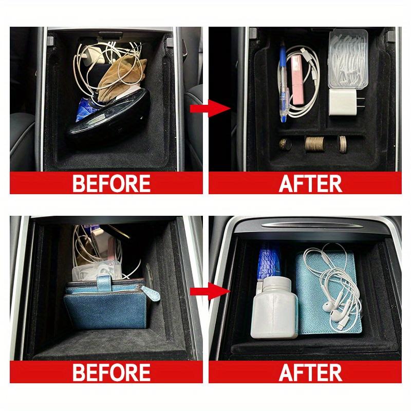 Car Central Armrest Console Box Suede Storage For Tesla Model 3 Y 2021-2023 Armrest Hidden Drawer Storage Box Accessories