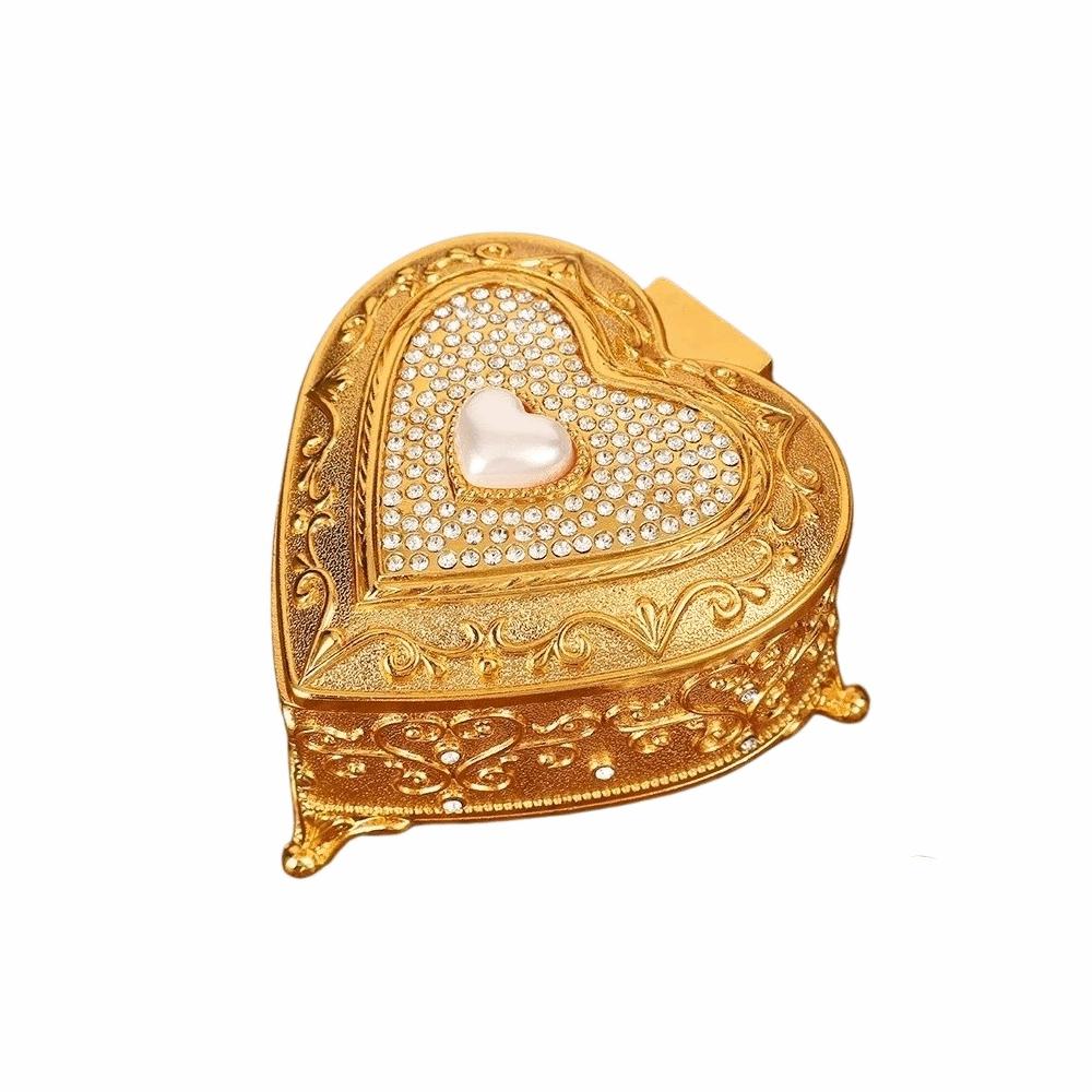 Zinc Zinc Zinc Alloy Retro Jewelry Container European Style Trinket Case Fashion Heart Jewelry Box Gifts