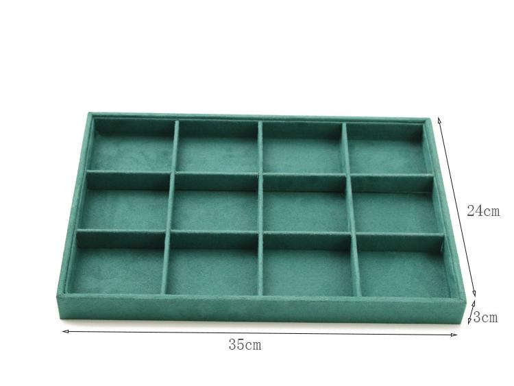 Velvet Dark Green Jewelry Display Tray for Rings, Necklaces, and Earrings