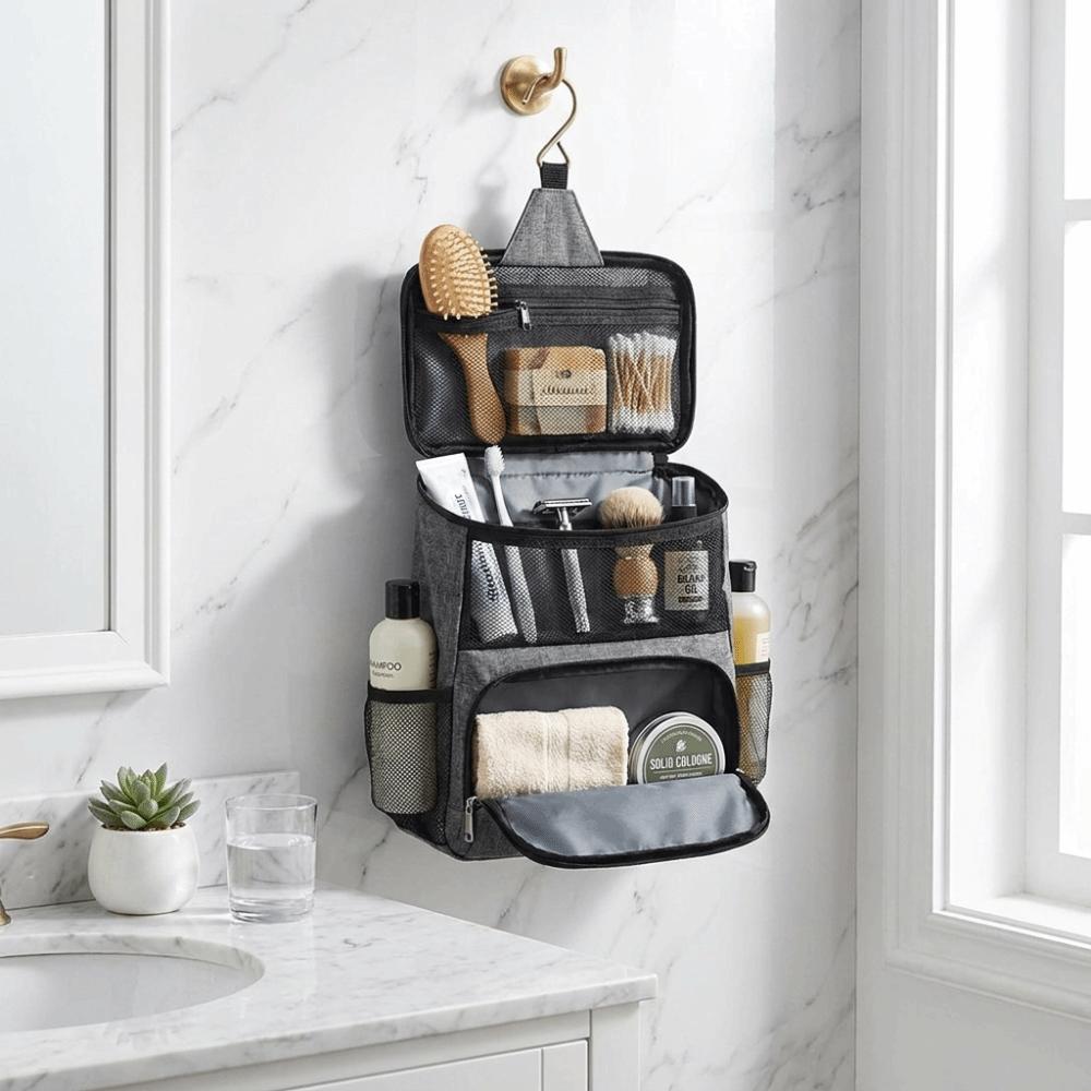 Large Capacity Hanging Toiletry Bag Foldable Durable Portable Storage Bag Lightweight Mesh Travel Shower Bag Swimming