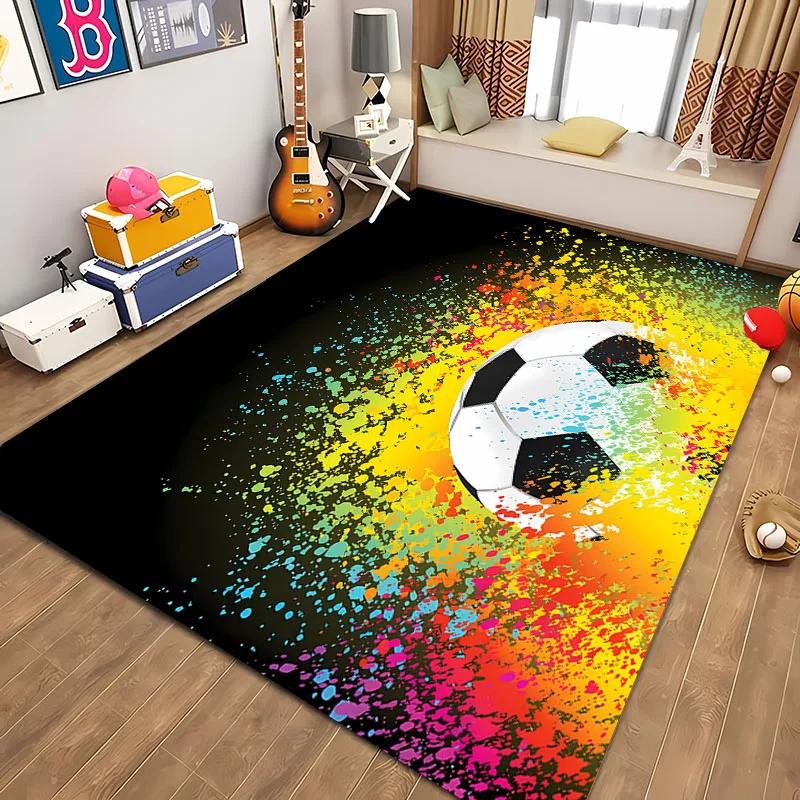Ball Sports Themed Carpet Cartoon Soccer Floor Mat for Kids Bedroom Decor Football Large Area Rugs Home Living Room Hallway Rug