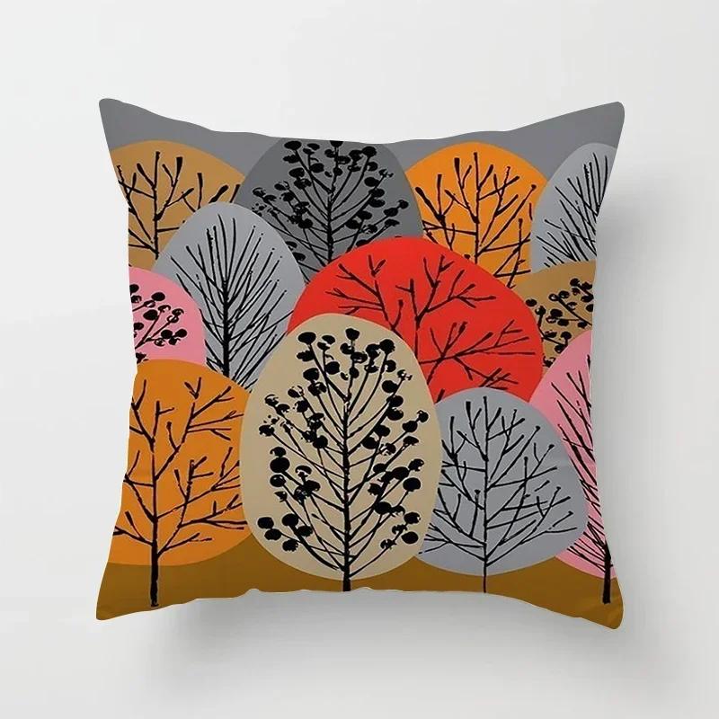Multicolored Geometric Patterns Double-sided Printed Pillow Cover Short Plush Suitable Living Rooms Sofas Throw Cushion Cover