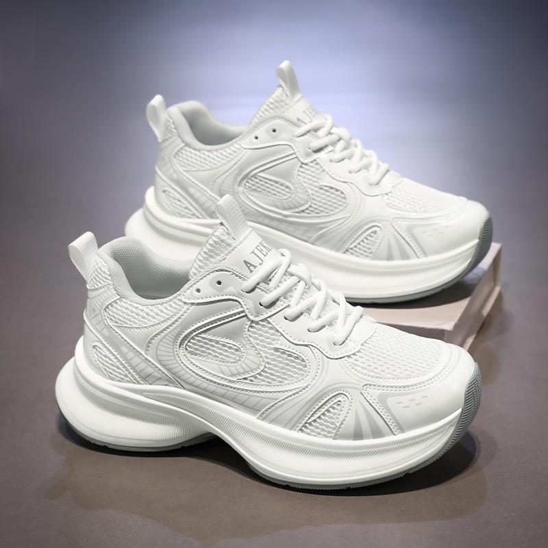 

Новые модные мужские кроссовки Four Seasons с толстой подошвой для студентов и мальчиков, трендовые кроссовки с мягкой подошвой, дышащие, повседневные кроссовки для бега 44 белый