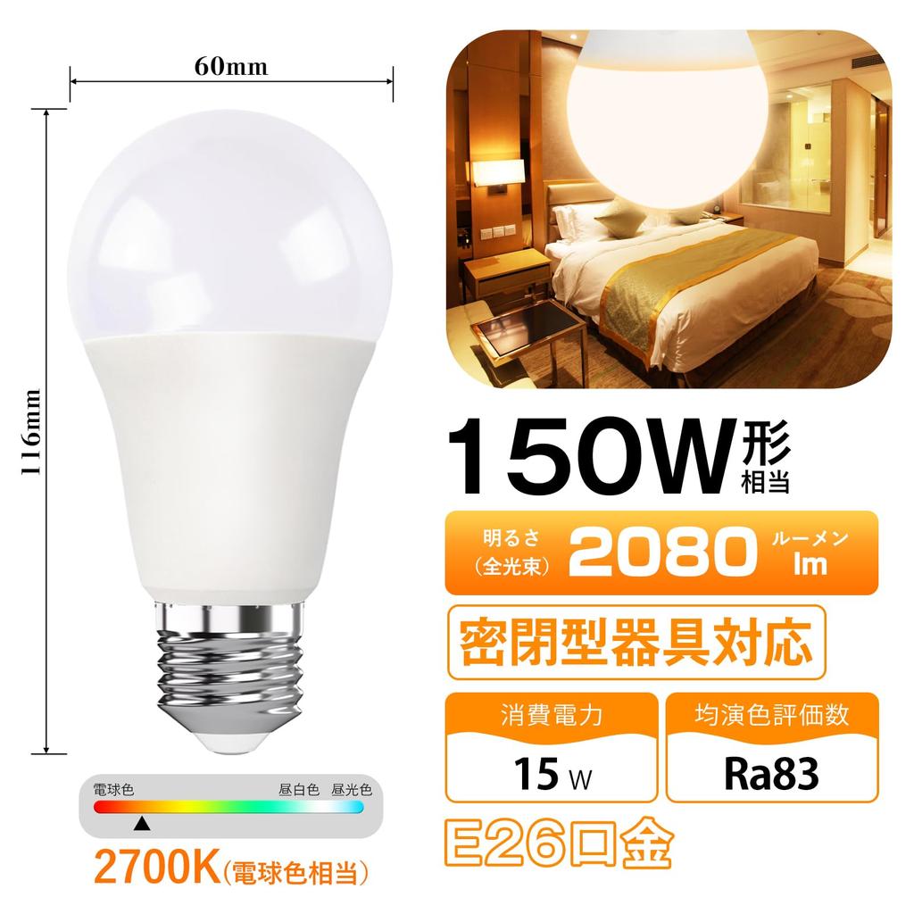 [Qualified Invoice Available] OKALUMI LED Bulbs, E26, High Brightness, 2080lm, 150W Equivalent, Warm White (2700K), Wide Beam Distribution, High