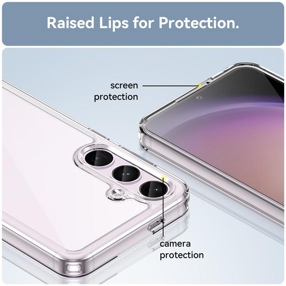 WANLONFENG MF Series for Samsung Galaxy S24 Case TPU+Acrylic Clear Phone Cover with Tempered Glass Film