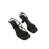 2025 New French Cross-strap Square Head Sandals Women's Summer Temperament High Heels Versatile Stiletto Roman Shoes