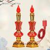 1pair Household Plastic Simulated Candle Holder Feng Shui Ornaments Temple Buddha Hall Decoration Candlestick Holder Home Decor