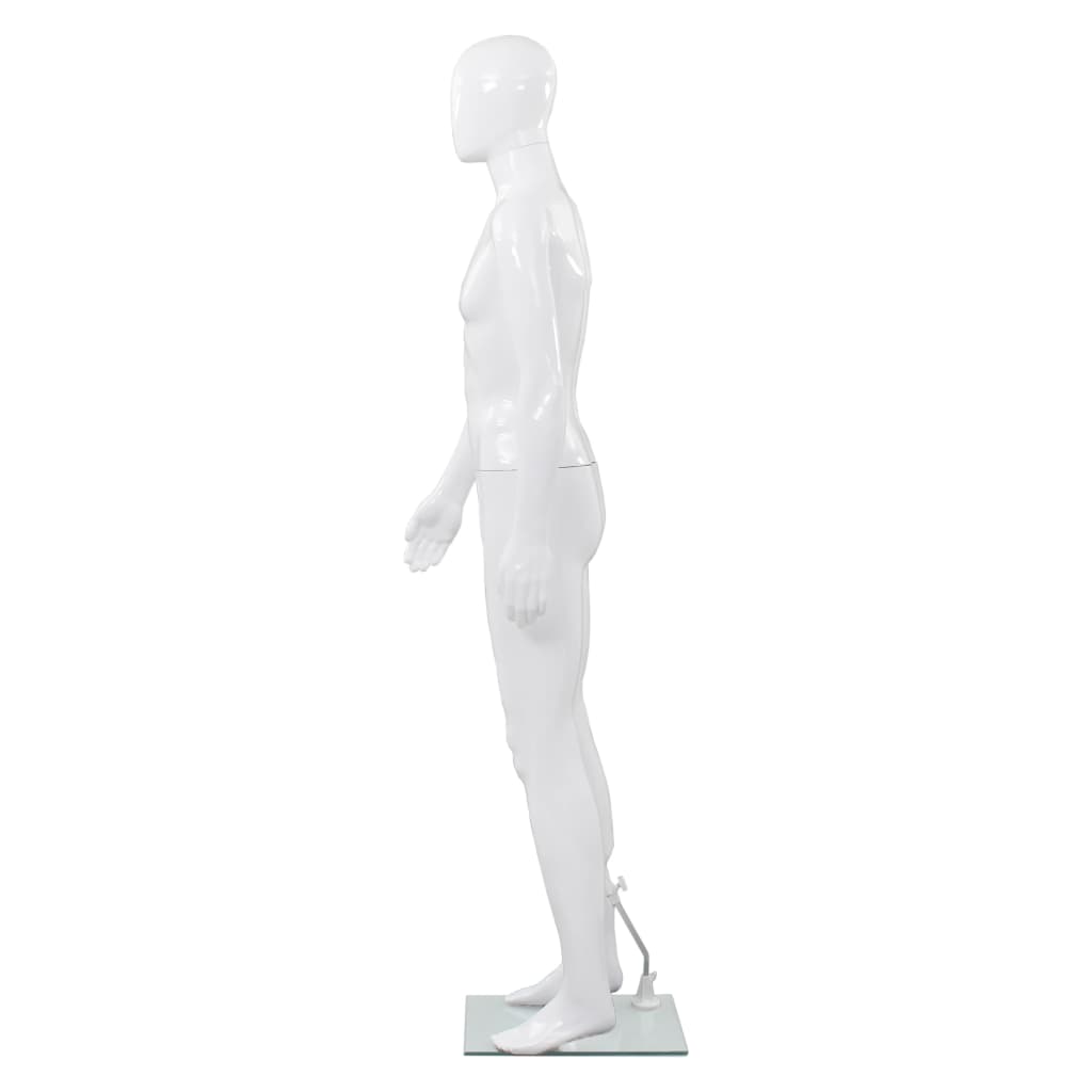 Vidaxl Manekin Męski Ze Szklaną Podstawą, Biały, Błyszczący, 185 Cm