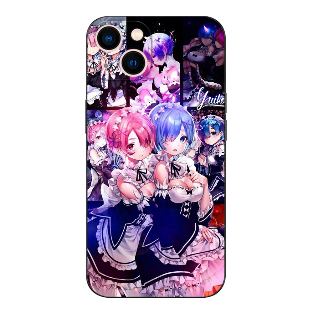 Black Tpu Case For Google Pixel 4 4A 4XL 5 5A 5XL 6 6A 7 PRO Cover Ram Rem Anime Cartoon
