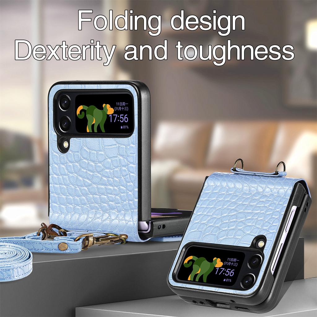 Lommebok Funksjon Telefonstropp Lærveske For Samsung Galaxy Z Flip 4 5g Flip4 Full Protection Card Slot Cover