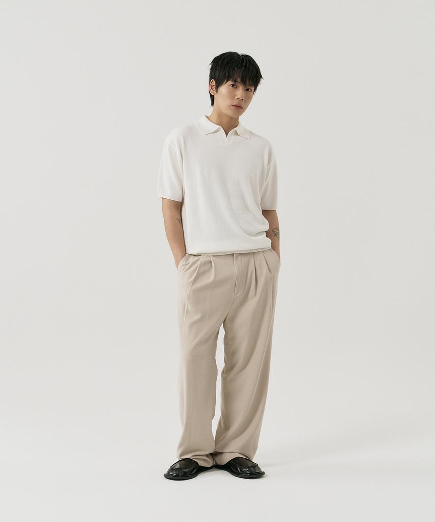 GNOK Silk Collared Short Sleeve Knit [Ivory]