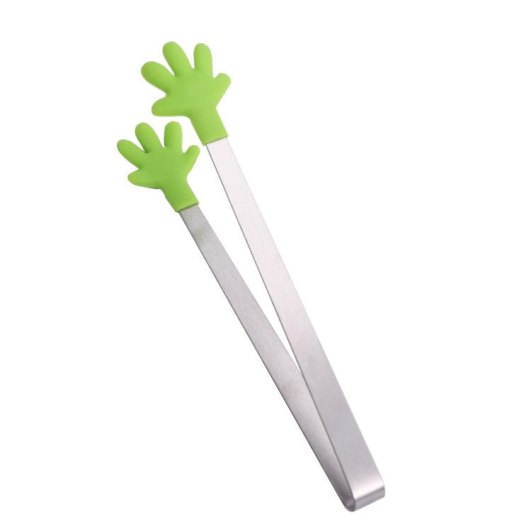 Creative Silicone Stainless Steel Mini Snack Food Tongs Non-slip Handles BBQ Bread Ice Cube Clip Kitchen Accessories Wholesale
