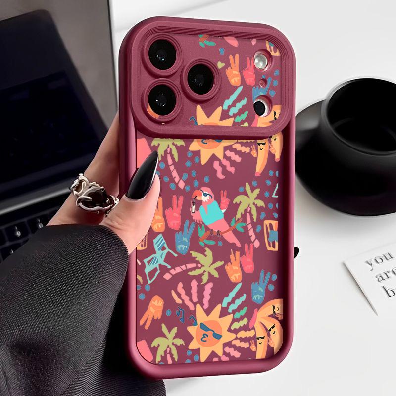 Shockproof Phone Case For iPhone 17 Pro Max Colorful Cartoon Pattern Silicone Cover For iPhone 16 Pro Max Cover iPhone 15 14 13 12 11 16E Air