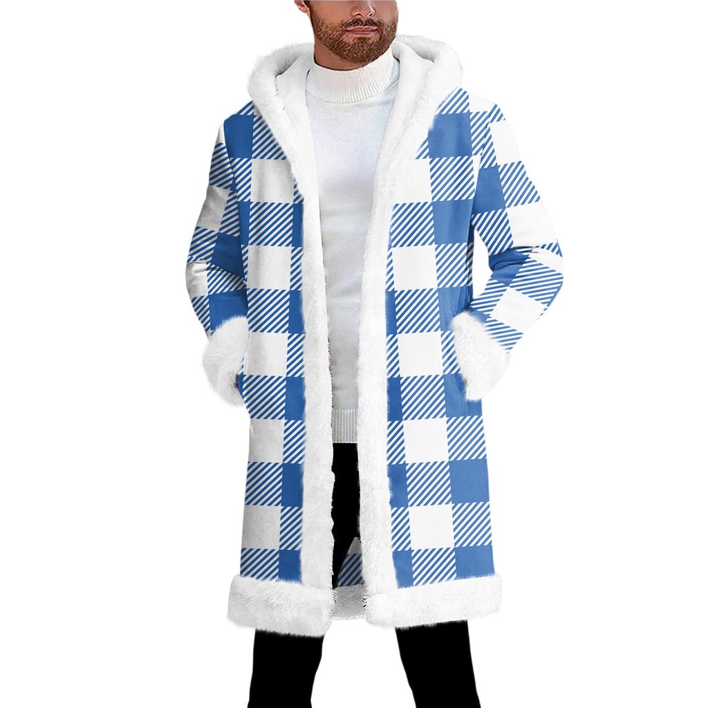 Pánský kardigan s kapucí, dlouhý, hřejivý kabát