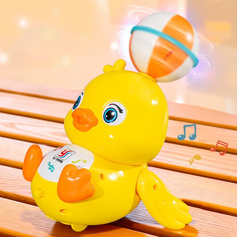 Top Ball Yellow Duck Light And Sound Toy With Rotating Effects For Kids And Toddler Play