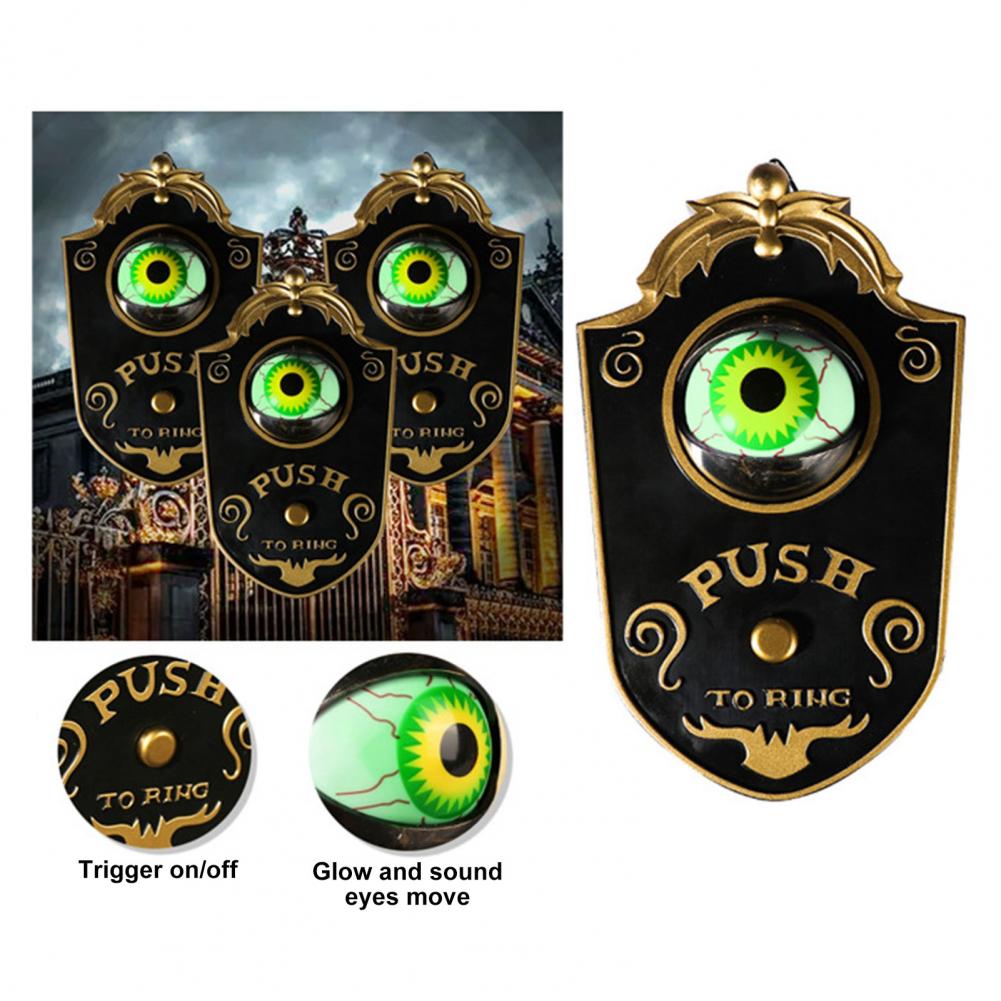 Portable Halloween Doorbell Halloween Prop Spooky Halloween Skull Doorbell with Skeleton Head Light-up Eyes Pop Out Snake