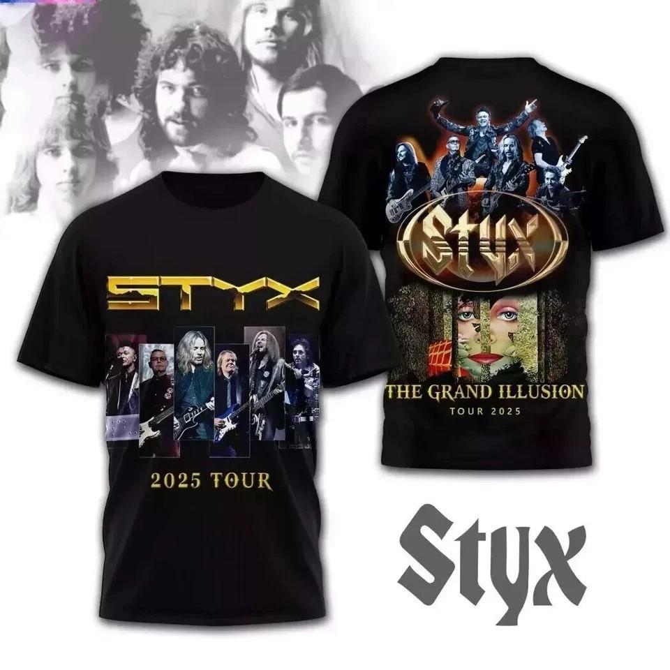 Styx Band The Grand Illusion Tour 2026 3D T-Shirt Size S-5XL XXXL