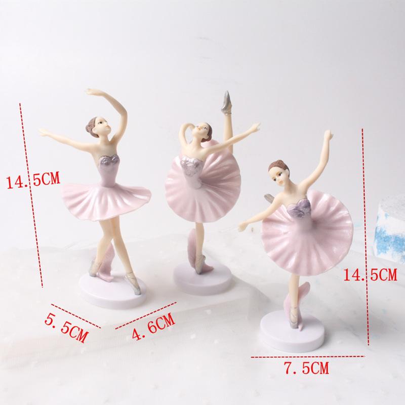 3 buc Statuie Balerina Ornament de birou Figurine Fata Dansatoare Artizanat Decor pentru casa Tort Aniversare Decoratie Printesa