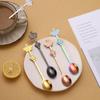 Creative Double Crown Stainless Steel Spoon High Value Dessert Spoon Household Coffee Stirring Spoon Golden Small Spoon