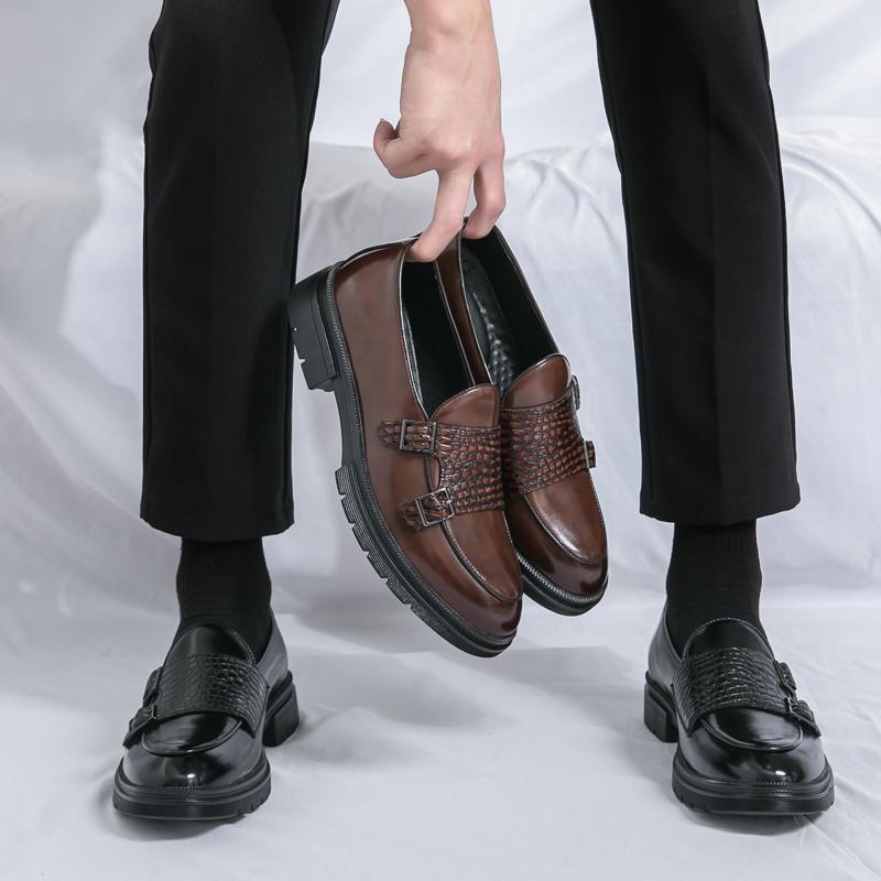 Fashion Double Monk Strap Luxury Men Leather Shoes Handmade Fashion Designer Business Dress Shoes Men Original Wedding Shoes Moccasins