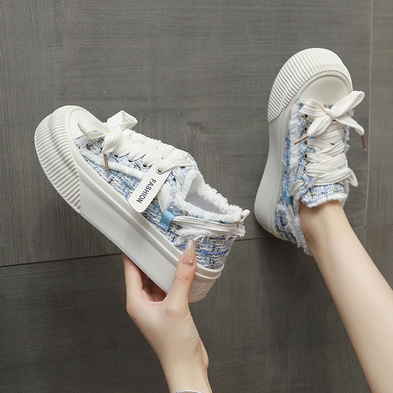 Fashion Women's Tassel Shoes High on Platform Summer Ladies Footwear Canvas 2025 New Cheap Y2k Fashion Trends Sale Daily Routine 39 In