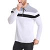 Men's Long Sleeve Striped Polo Shirts 1/4 Zip Cotton Patchwork Collared Shirt Casual Fashion Pullover Slim Fit Golf Shirt