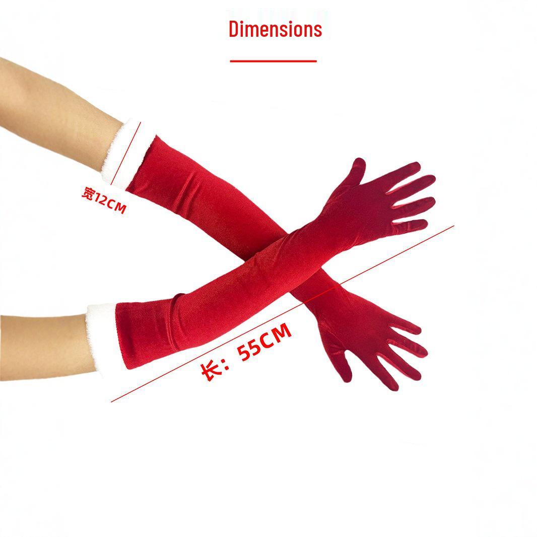 

Праздничные красные и белые бархатные длинные перчатки - стиль рождественской вечеринки и Comic-Con One Size красный