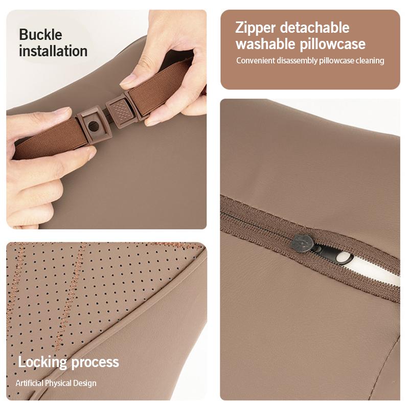 Breathale Car Neck Pillow Protective Leather Auto Lumbar Waist Support Car Headrest Neck Protective Seat Cushion Accessories
