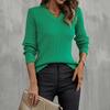 Ladies Fashion Sweater Solid Color V-Neck Lace Slim Fit Knitted Bottoming Shirt