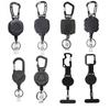 Alloy Retractable Key Reel Black Wire Rope Holder Portable Carabiner Clip  Outdoor Backpack Use