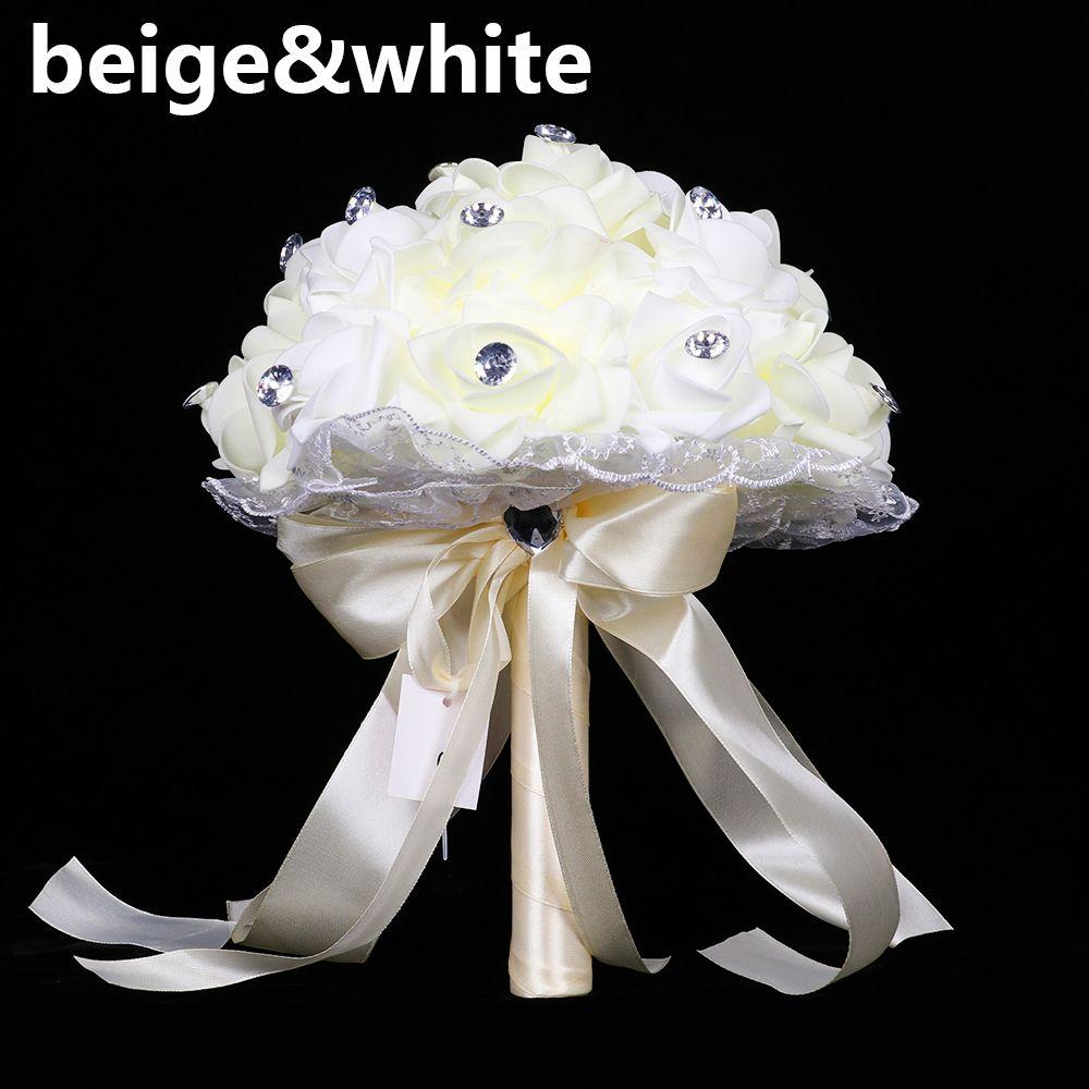 Crystal Wedding Flowers Western Wedding Flower Simulation Rose Flower Small Bouquet Rhinestone Lace Hand Bouquet