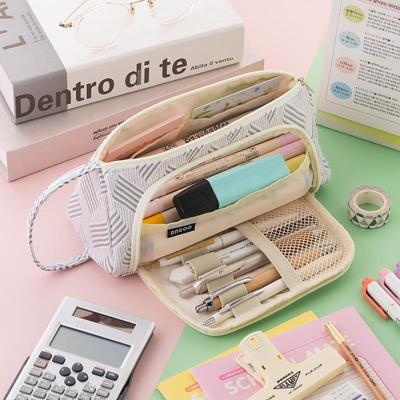 Angoo Simple Stripe Federmäppchen, Stifttasche, vorne offener Seitengriff, Aufbewahrungstasche, Organizer für Schreibwaren, Schule