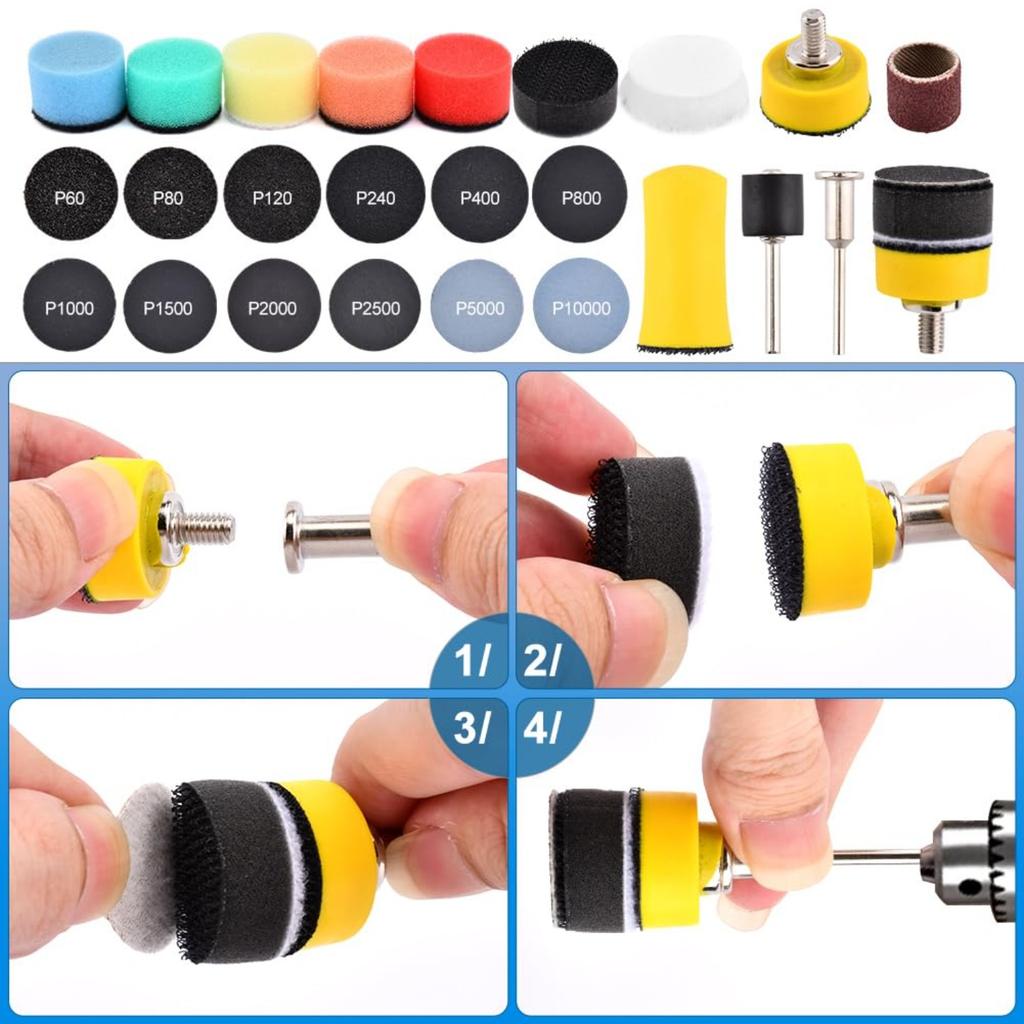 268 PCS 1 Inch Wet Dry Sanding Discs and Drums, 60 to 10000 Grit Wet Dry Sandpaper Micro Sand Paper with 1/8" Shank Backing Pad, fit