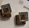 S925 Silver Needle Korean Fashion Square Crystal Earrings for Women