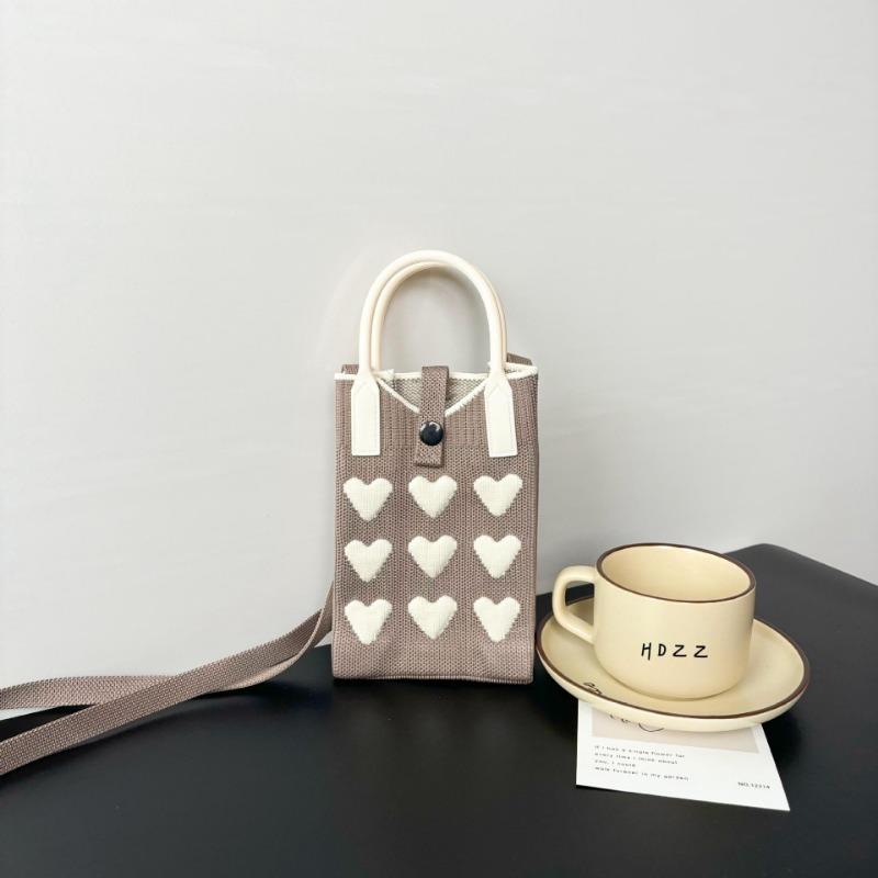 New Love Mobile Phone Bag High-end Knitted Bag Popular Cartoon Cute Portable Storage Messenger Bag