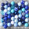 50 PCS Blue Tone 20MM Mixed Color & Style Acrylic Resin Chunky Loose Beads