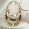 Layering Beaded Collarbone Necklace Set with Matching Earrings Fashionable Multi Strand Acrylic Jewelry For Women