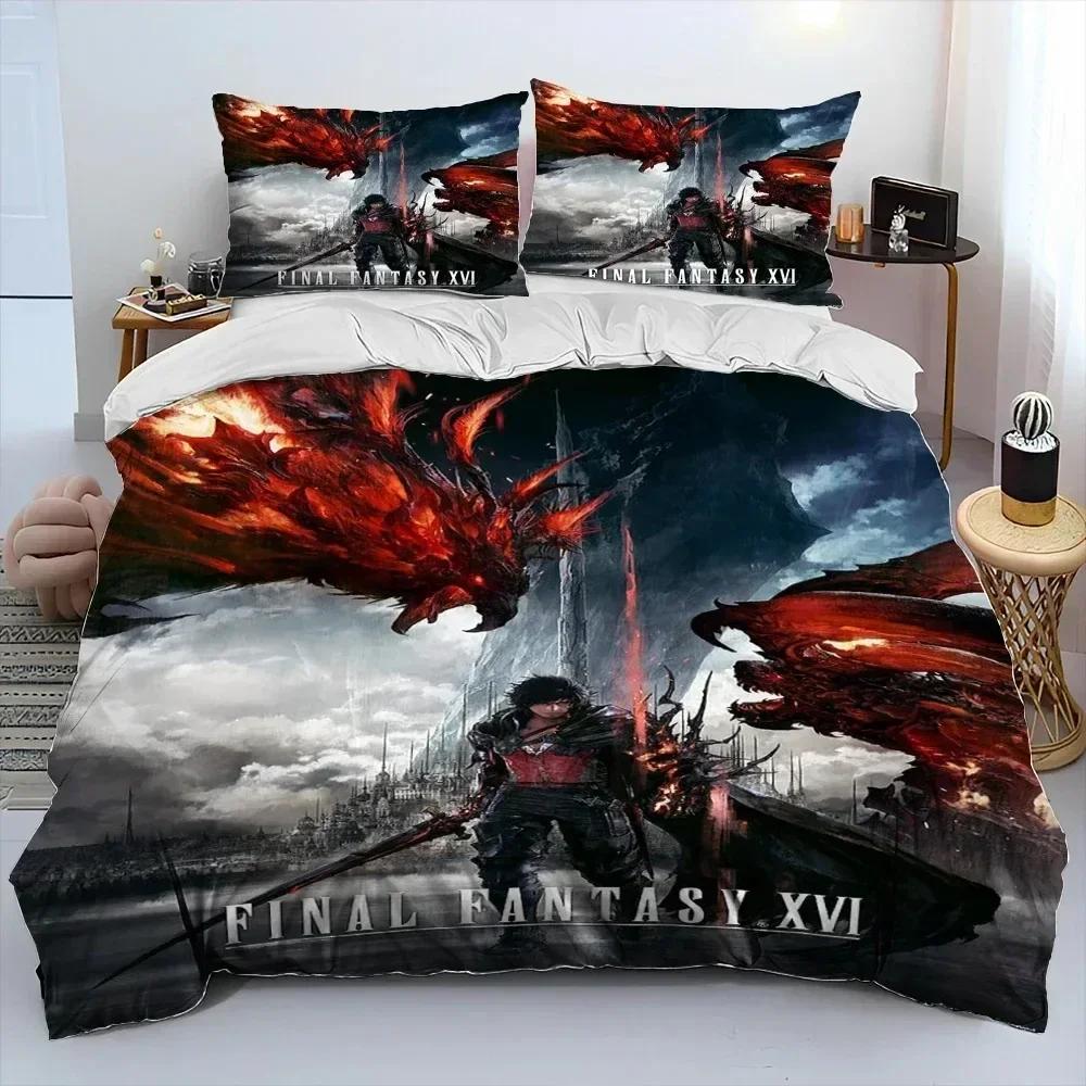 Final Fantasy Series Games Cartoon Bedding Set Printed Bed Set With Pillowcase Duvet Cover Soft Queen King Size Bedclothes Home