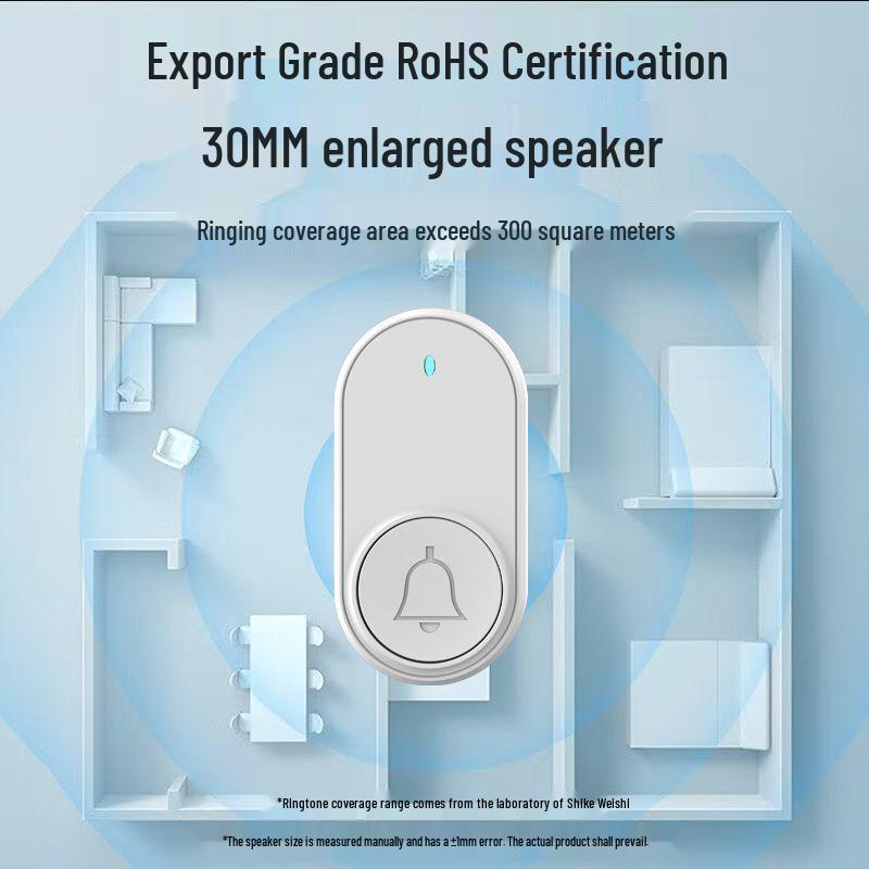 Wireless Long-Range Smart Doorbell with Dual Receivers for Home or Office