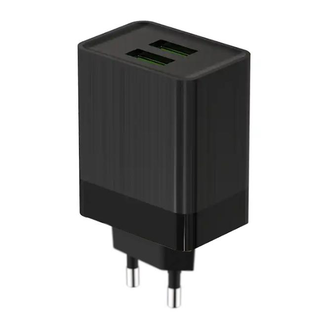 Ładowarka sieciowa 2 usb 5v 2.4a kostka czarna